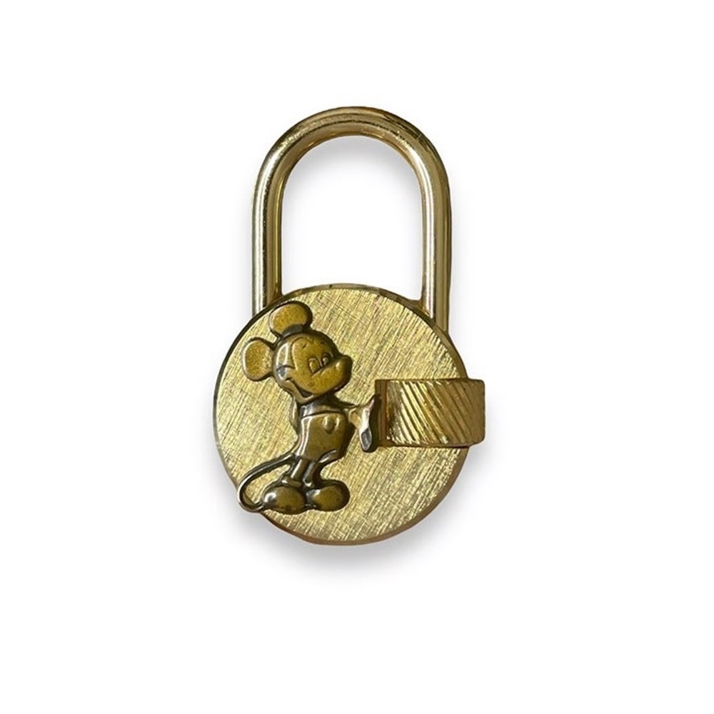 Rare Vintage Walt Disney Mickey Mouse Gold Padlock